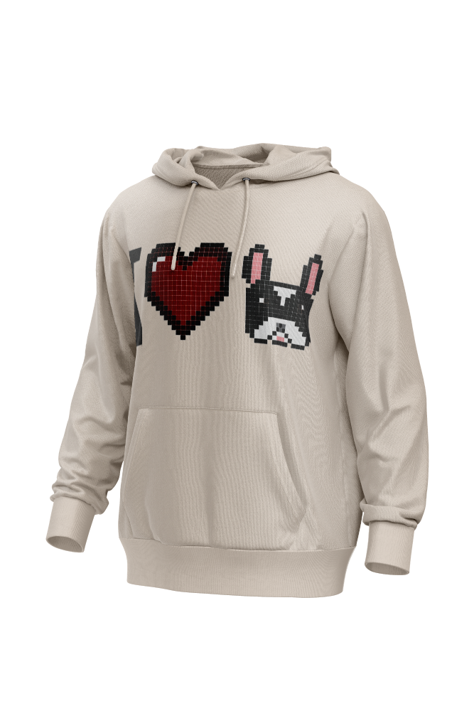 I Love Frenchie férfi kapucnis pulóver