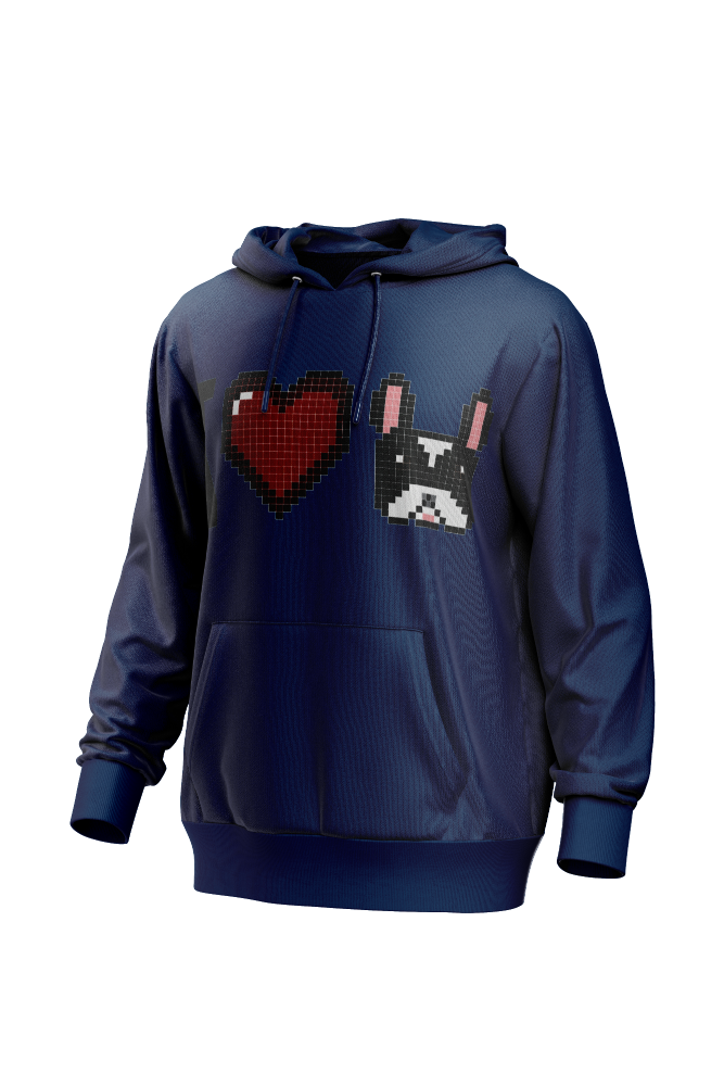 I Love Frenchie férfi kapucnis pulóver
