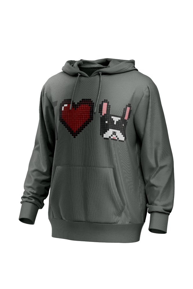 I Love Frenchie férfi kapucnis pulóver