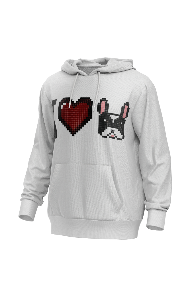 I Love Frenchie férfi kapucnis pulóver