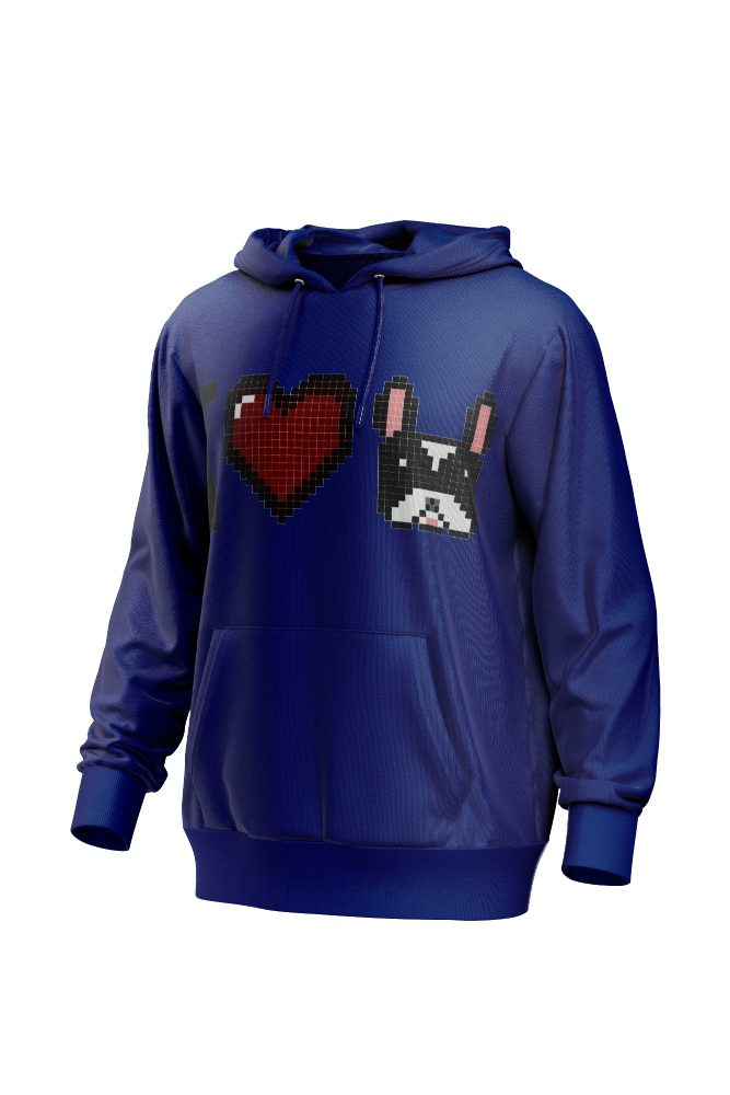 I Love Frenchie férfi kapucnis pulóver