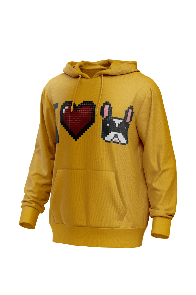 I Love Frenchie férfi kapucnis pulóver