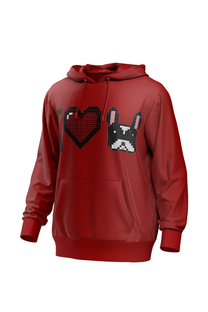 I Love Frenchie férfi kapucnis pulóver