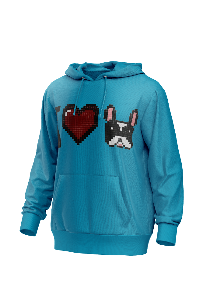 I Love Frenchie férfi kapucnis pulóver