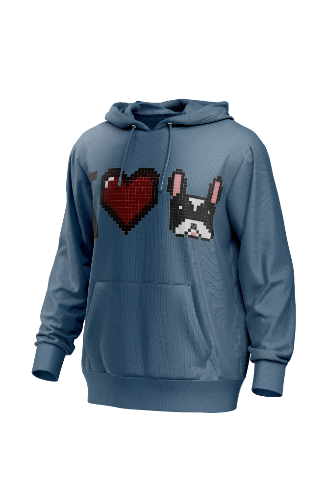 I Love Frenchie férfi kapucnis pulóver