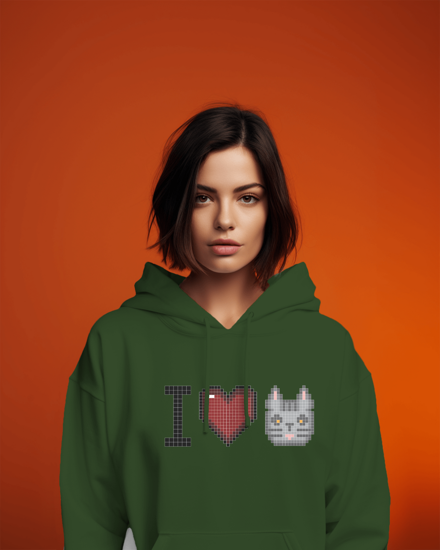 I Love Cat Női kapucnis pulóver