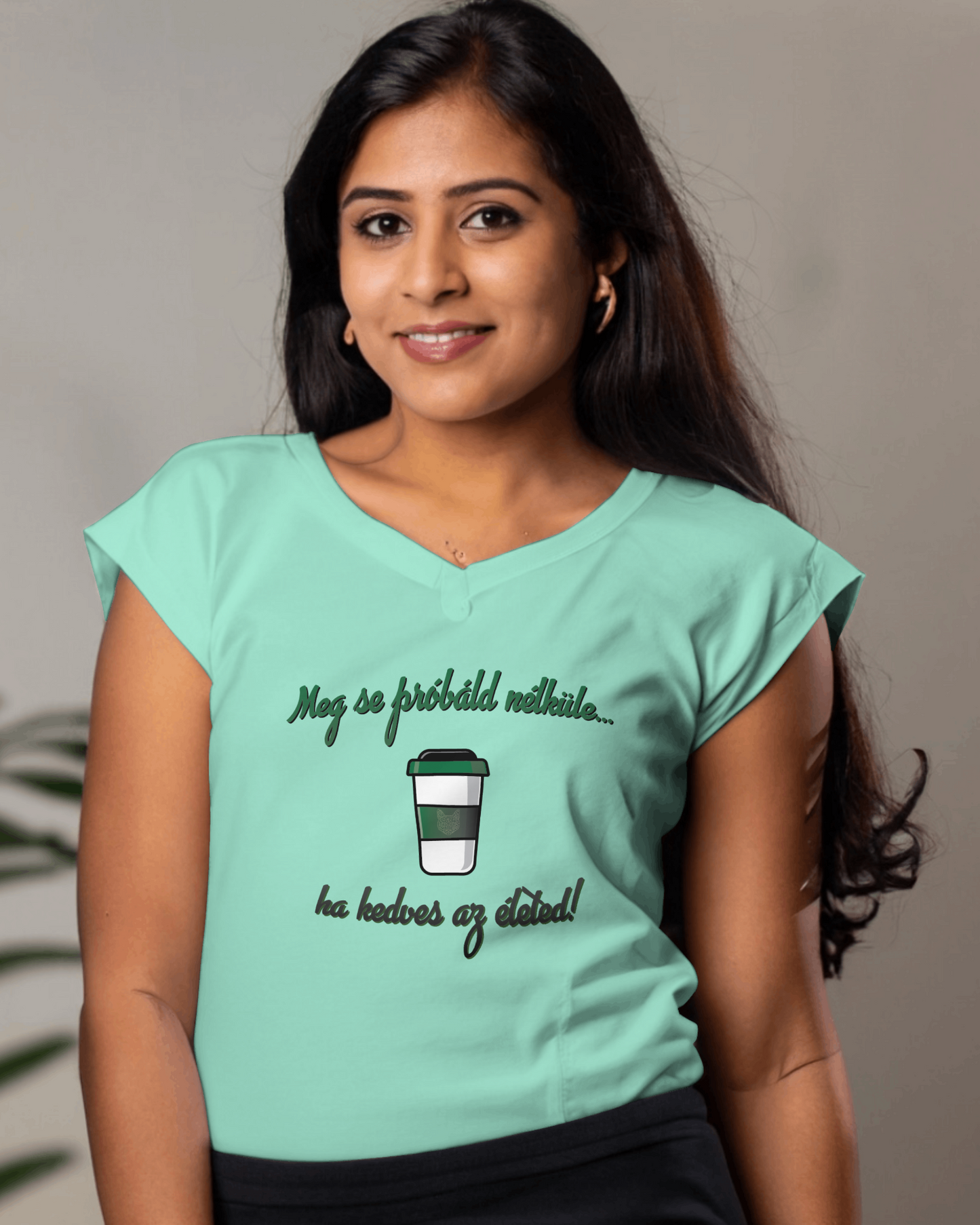 Coffee V-neck T-shirt