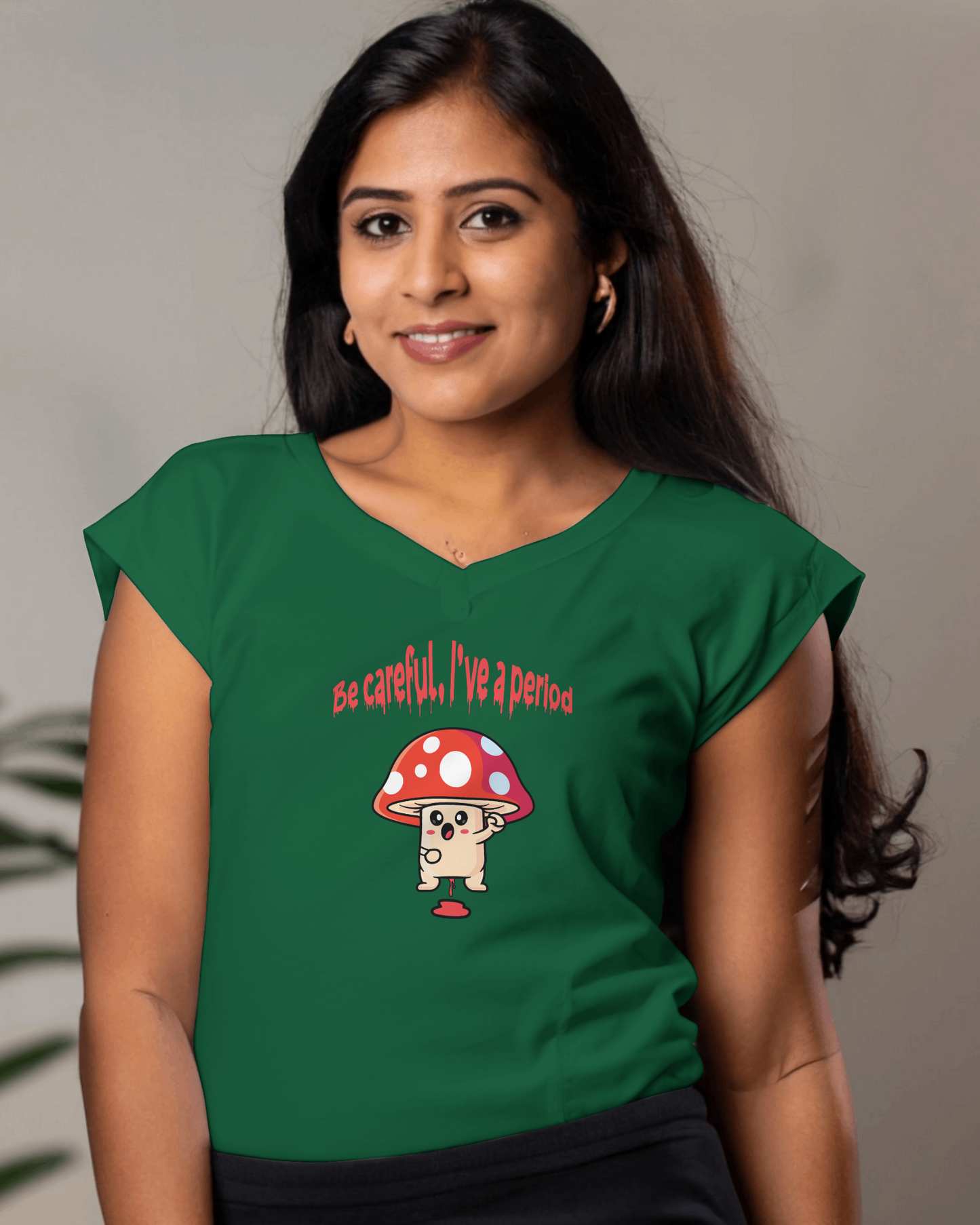 Menstrual mushroom V-neck t-shirt