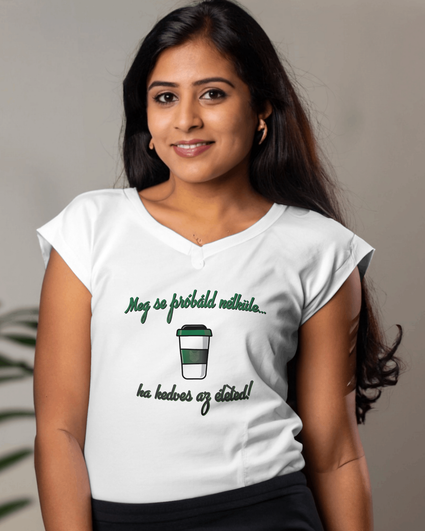 Coffee V-neck T-shirt