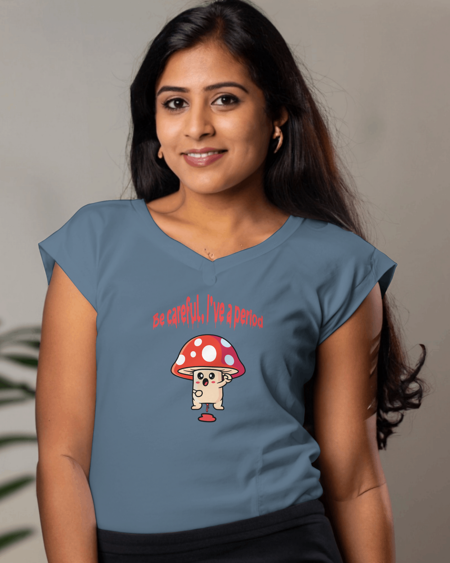 Menstrual mushroom V-neck t-shirt