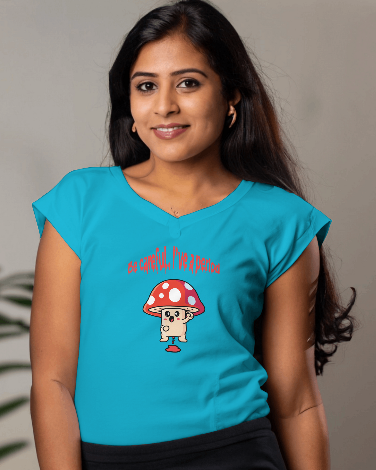 Menstrual mushroom V-neck t-shirt