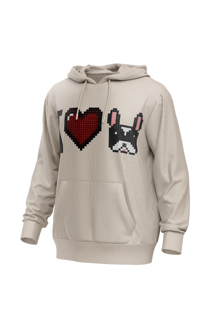 I Love Frenchie férfi kapucnis pulóver
