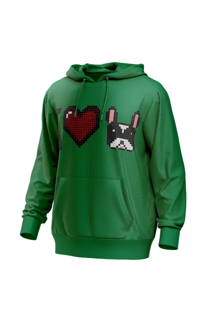 I Love Frenchie férfi kapucnis pulóver