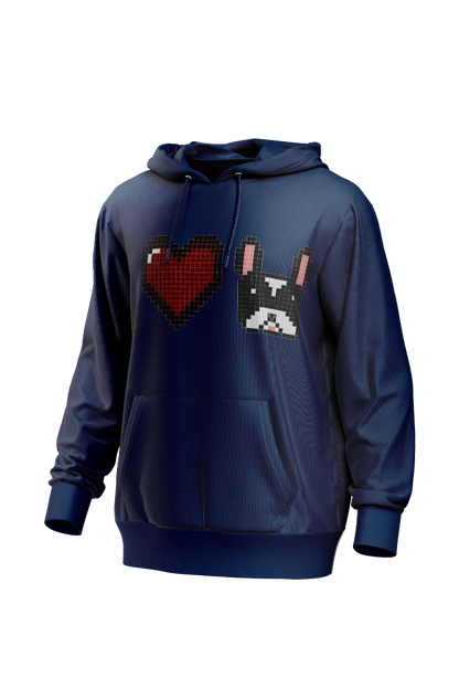 I Love Frenchie férfi kapucnis pulóver
