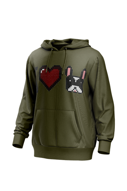 I Love Frenchie férfi kapucnis pulóver