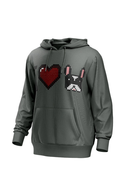 I Love Frenchie férfi kapucnis pulóver
