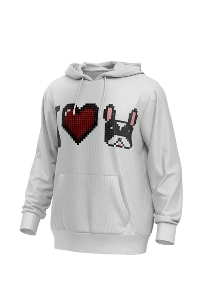 I Love Frenchie férfi kapucnis pulóver