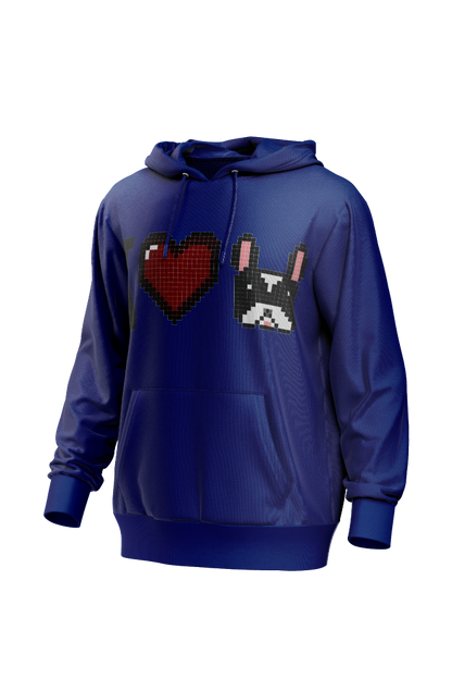 I Love Frenchie férfi kapucnis pulóver