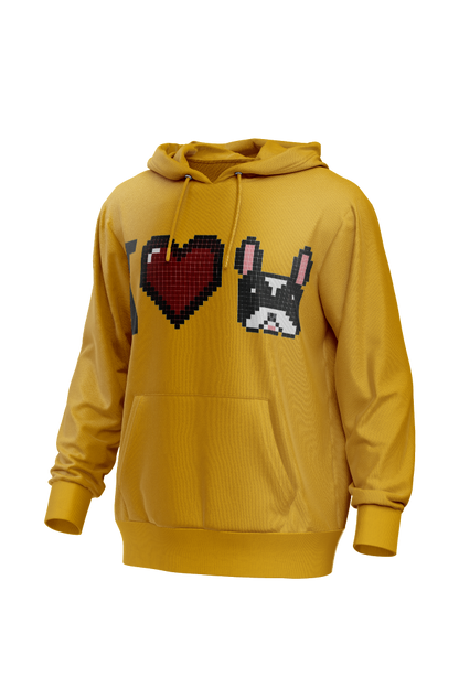 I Love Frenchie férfi kapucnis pulóver