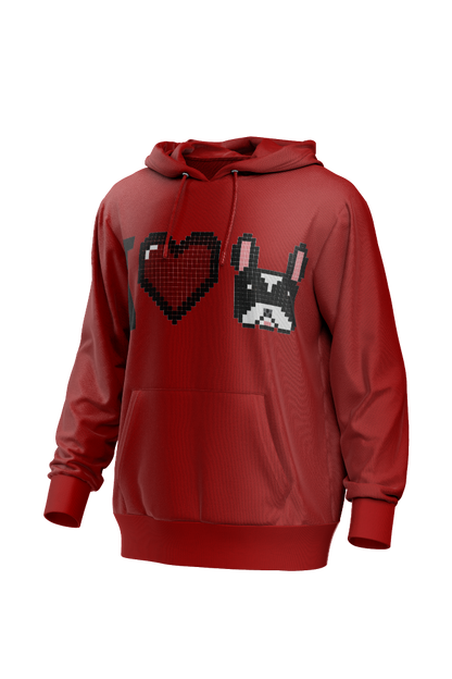 I Love Frenchie férfi kapucnis pulóver