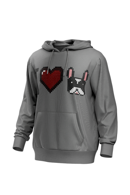 I Love Frenchie férfi kapucnis pulóver
