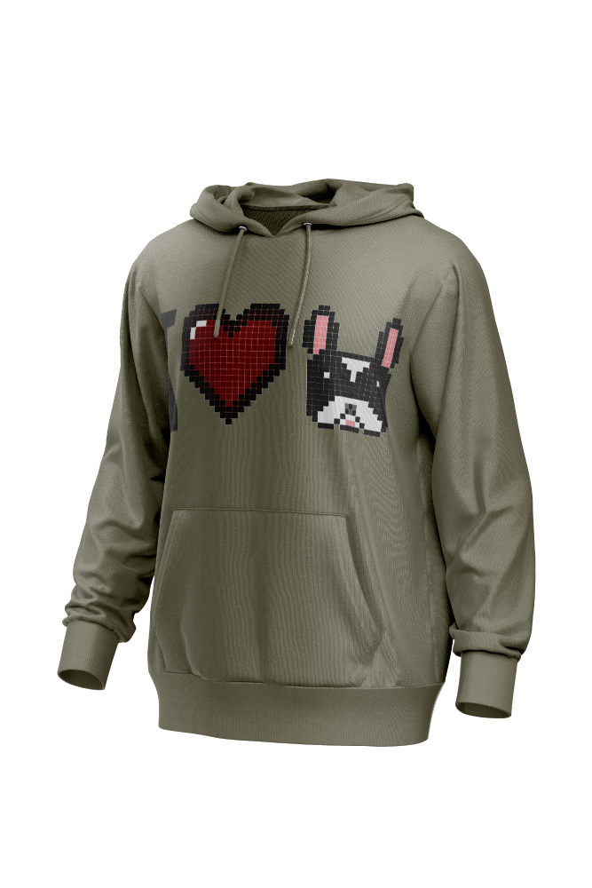I Love Frenchie férfi kapucnis pulóver