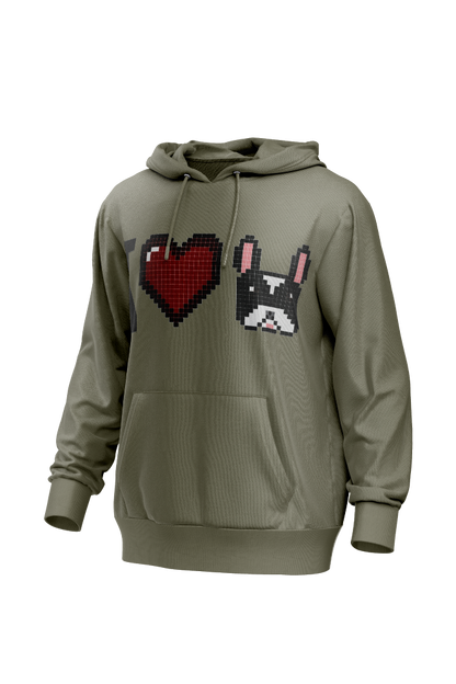 I Love Frenchie férfi kapucnis pulóver