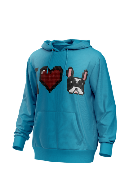 I Love Frenchie férfi kapucnis pulóver