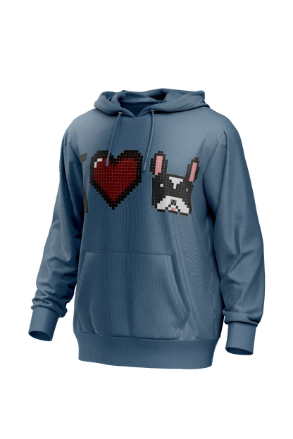 I Love Frenchie férfi kapucnis pulóver