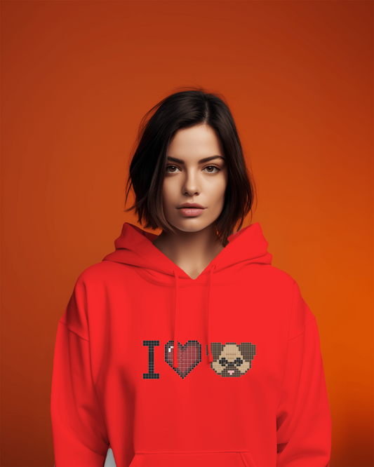 I Love Pug Női kapucnis pulóver