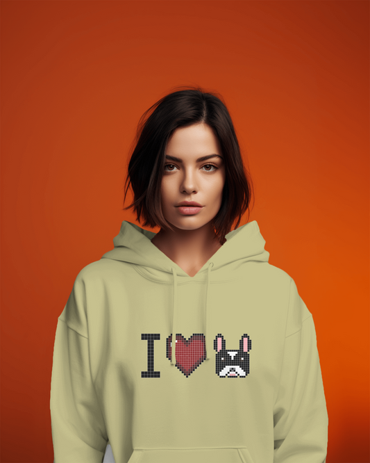 I Love Frenchie Női kapucnis pulóver