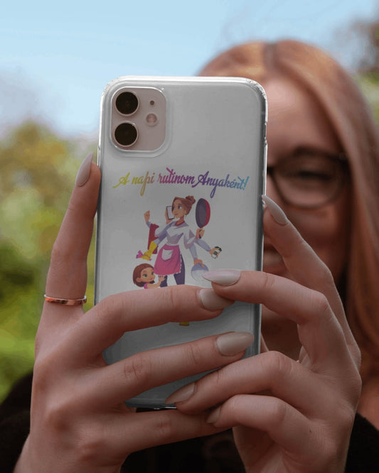 Napi rutinom anyaként kislány átlátszó szilikon Iphonetok