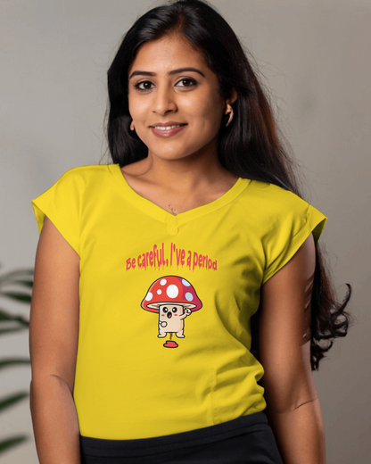 Menstrual mushroom V-neck t-shirt