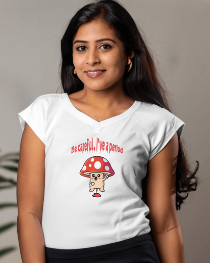 Menstrual mushroom V-neck t-shirt