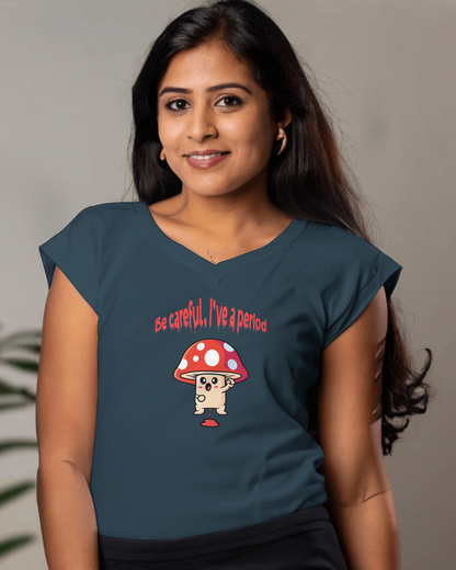 Menstrual mushroom V-neck t-shirt