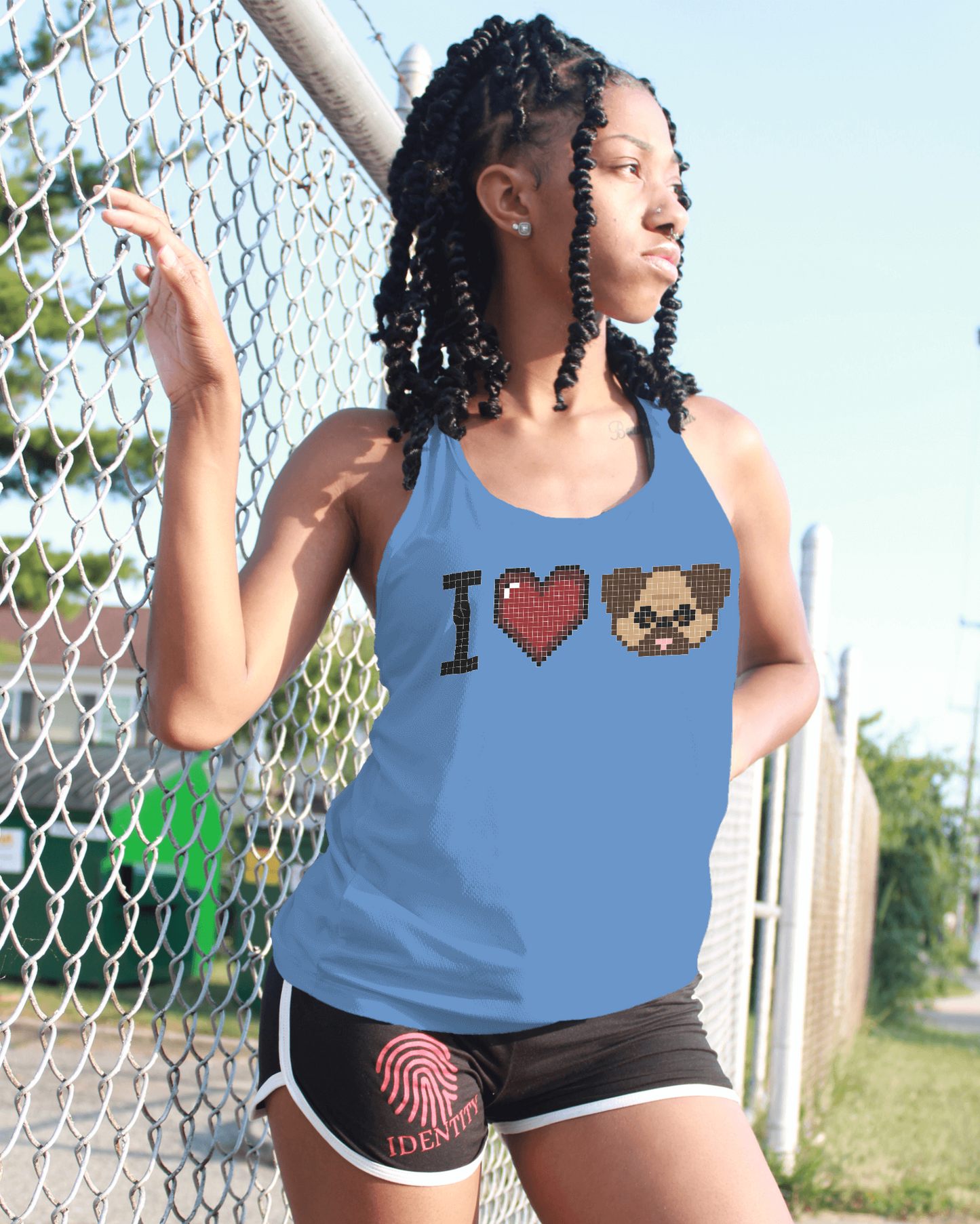 I Love Pug women's sleeveless shirt